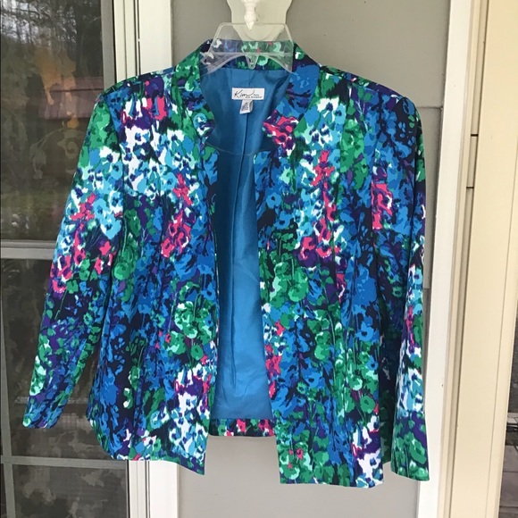 Beautiful church Ladies dressy Jacket Kim Rogers 8p petite Spring Turquoise NWOT - Picture 2 of 16